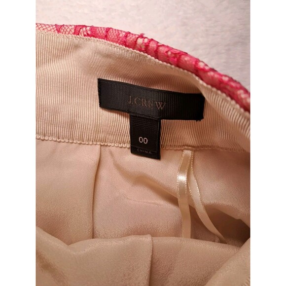 NEW J.Crew Lace Overlay A-line Skirt Contrast Beige Lined Pockets Size 00 Pink - Picture 2 of 10